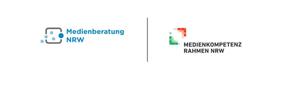 Das Bild zeigt die Logos von Medienberatung NRW und Medienkompetenzrahmen NRW.